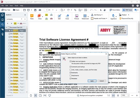 ABBYY Finereader PDF, protect and redact pdf