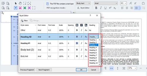 Create bookmarks from headings in PDFs editor and convert PDF - Screenshot of FineReader PDF for Windows