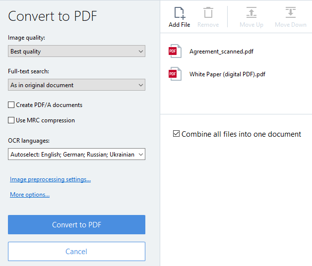 convert to PDF, FineReader PDF 15