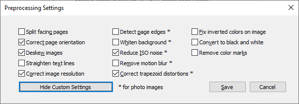 Preprocessing Settings – ABBYY FineReader PDF 15