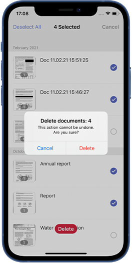 bulk delete documents from your phone