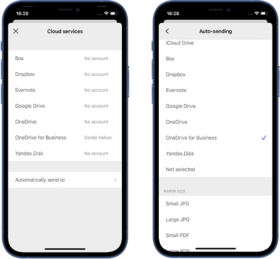 Upload documents from mobile app to cloud