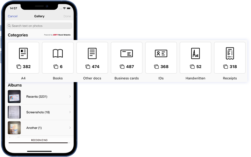 Classify documents in mobile app