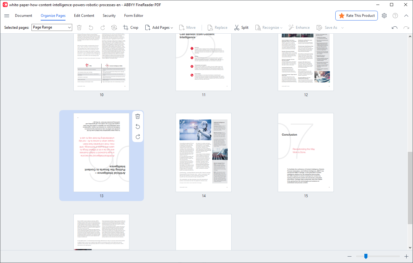 Organisez les PDF avec une vue d'ensemble facile, exemple de capture d'écran de FineReader PDF 16