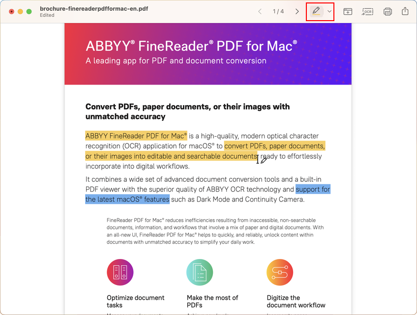 Highlight tool for PDF for Mac