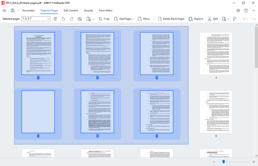 Organize Pages easily with PDF editor tool - FineReader PDF for Windows