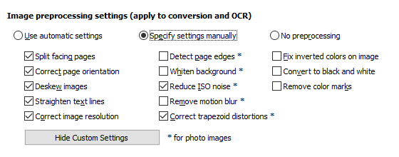 Easy OCR conversion and image preprocessing settings - FineReader PDF for Windows