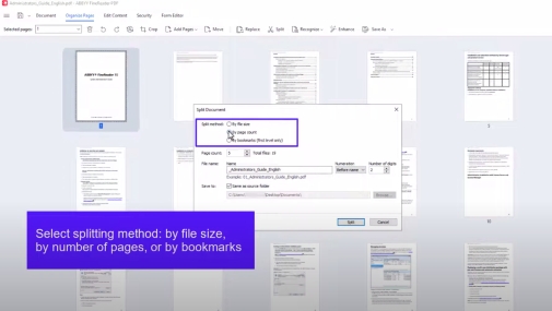 Split large PDF documents into separate files with 3 modes – Support