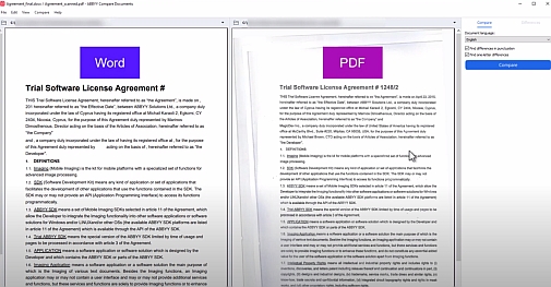 How to compare documents with ABBYY FineReader PDF for Windows