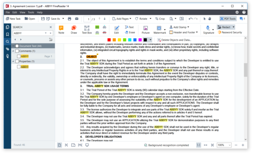 pdf comments finereader