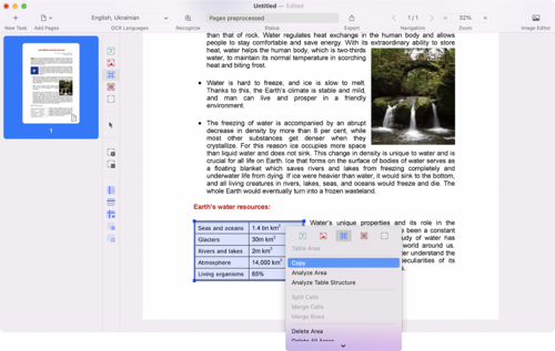 extract table from PDF with Mac