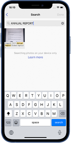 search via keywords in mobile app