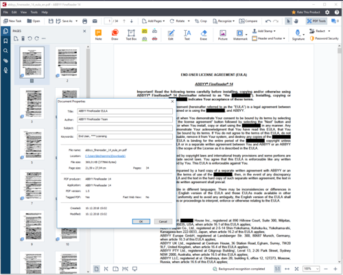 Replacing text to delete it permanently in FineReader