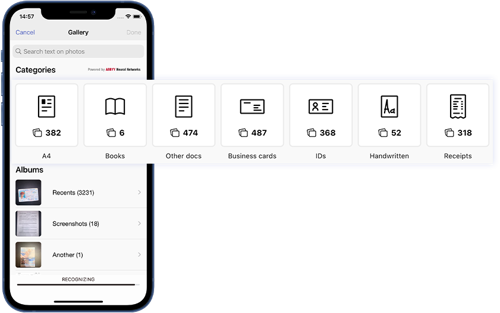 Classify documents in mobile app
